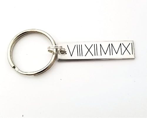 Roman Numerals Keychain, Wedding Date, Anniversary Keychain, Custom Date Gift, Wedding Anniversary, Engraved Date, I Love You