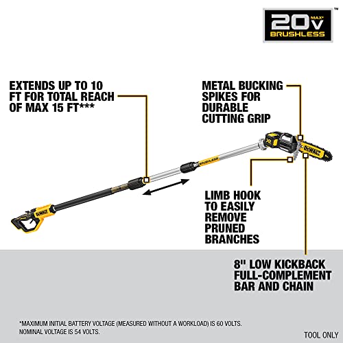 DEWALT 20V MAX* Pole Saw and Hedge Trimmer Attachment, 15foot Reach