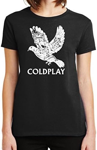 Womens Coldplay Band Bird Graphic Tshirt, Black, Large