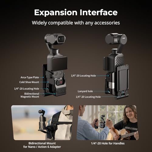 SMALLRIG Soporte magnético para DJI Osmo Pocket 4, adaptador de expansión magnética ajustable de 270°, con placa para Arca-Swiss, soporte de escritorio/superficie vertical -6003