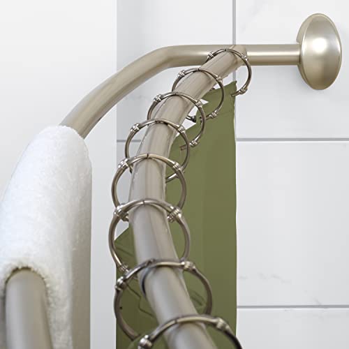 Zenna Home NeverRust Aluminum Double Curved Rustproof Shower Rod, 45 to