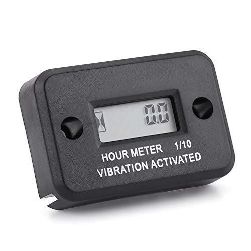 Engine Hour vibration Meter, Digital Vibration Hour Meter Gauge Wireless for Vibrating Machine Motorcycle ATV Boat Marine (black)