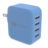 iPhone Charger, Smart Multi-Port USB Travel Wall Charger by Wanshine for iPhone 8/ 7, Samsung Galaxy S8/ S7 HUAWEI HTC Nexus Moto Blackberry, 31W/ 6.2A Charges Faster(4 Port, Blue)