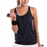SYROKAN Women's Active Racerback Athletic Sports T-shirt Long Yoga Crop Tank Top