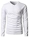 H2H Mens Casual Slim Fit Long Sleeve V-Neck T-Shirts White US L/Asia XL (KMTTL0374)