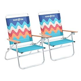 Hang Ten 3-Position Beach Chairs (2-Pack) Lightweight Beach Chair Portable Arm Chairs, Supports 250 LBS 41mGU4Hn6hL