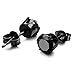 FIBO STEEL 3 Pairs Stainless Steel Black Stud Earrings for Men Women Hypoallergenic Mens Earrings Stud Set, Black Square Round Diamond CZ Stud Earrings Pierced 7mm