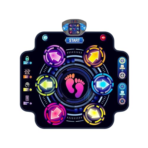 Acmefun Saker LED Bluetooth Kids Dance Mat,LED Light Up Dance Mat for Kids, 8 Game Modes & Adjustable Levels - Portable Bluetooth Music Activity Mat for Ages 3-12 (6-Key Rechargeable)