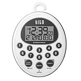 hito Waterproof Shower Clock Timer Alarm Heavy Duty 99H:59M:59S Date Day Indoor Temperature for Bathroom Kitchen Cooking Bedroom Kids Pool Sauna (Gray)