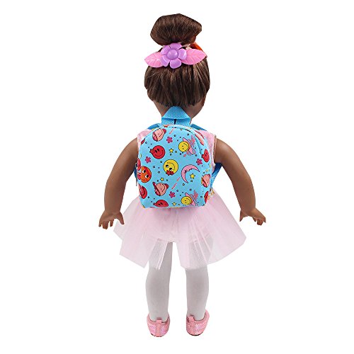 Rucan Doll Backpack Double Straps Schoolbag for 18 inch Our Generation American Girl Doll (A)