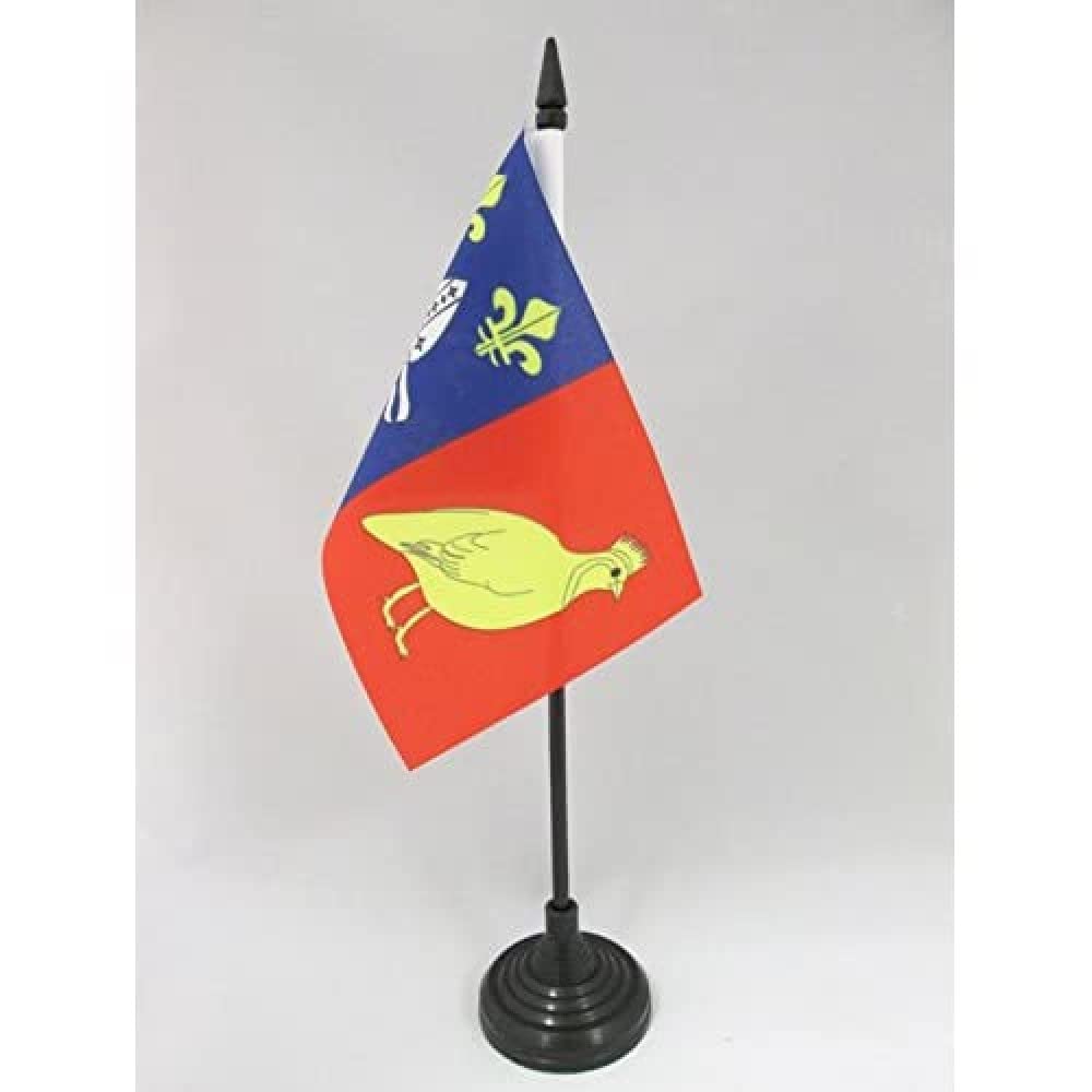 AZ FLAG - Charente Maritime Table Flag 4'' x 6'' - French department Office Mini Banner 100% Polyester 15 x 10 cm - Mini Desk Flag with 10'' Pole and Black Plastic Base