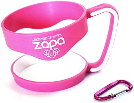 ! Pink handle cup for 30 oz YETI rambler tumbler fits also RTIC SIC and more stainless steel mug anti slip no spills comfort grip holder with a secure travel clip by ZAPA Get your's NOW