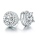 Outop Stud Earrings for Women18K White Gold Plated Round Cubic Zirconia Stainless Steel Anti-Allergy Earrings