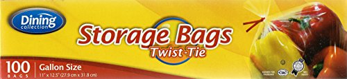Dining Collection Storage Bags, Original Twist-tie, 100 X Gallon Size Bags , 100 X Ties (2) - Thumbnail 2