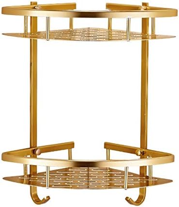 WEMUR Solid Gold Bathroom Shelf Tripod Corner Frame Double Shelf Bathroom Toilet Shelf 36 * 25cm