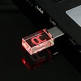 ONCHOICE 32G Crystal Flash Drive, USB 3.0 LED Memory Stick 3D Logo Transparent Waterproof Thumb Drive for Wedding Birthday