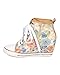 Women Lace Floral Lace Up Zip Wedge Sneaker CG72 - Beige
