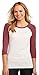 District Juniors 50/50 3/4-Sleeve Raglan Tee - Heathered Deep Red/White - Large