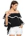 Zeagoo Women Off The Shoulder Top Bell Sleeve Floral Print Blouse