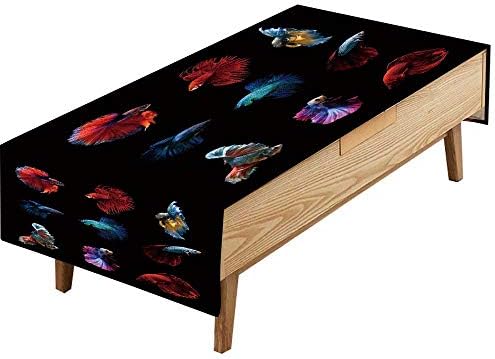 PINAFORE Waterproof SpillProof Tablecloth Betta Fish Siamese Fighting Fish Betta splendens Aquarium Moment Siamese Fighting Fish Hotel Parties Out Dinners W60 x L102 INCH