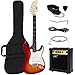 Best Choice Products 39in Full Size Beginner Electric Guitar Starter Kit with Case, Strap, 10W Amp, Strings, Pick, Tremolo Bar (Sunburst)