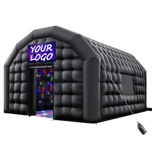 VEVOR Inflatable Night Club 6x5x3.7m Inflatable Party Tent with 680W Blower and Sand Bag, Ventilated Nightclub with 2 Windows, Air Cube House for Event, Birthday