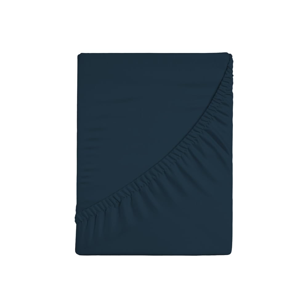 Zer0bed, Fitted Sheet with Corners, Single Colour, 100% Cotton, 30 cm Maxi Angle, 1 and a Quarter, Blue, 130 x 200 cm