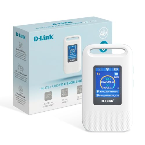 D-Link DWR-933W 4G LTE+ AX600 Wi-Fi 6 Mobile Hotspot, Portable SIM Router