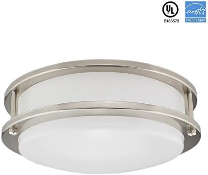 Worbest LED Flush Mount Ceiling Light,12-Inch 20W 3000K 1350lumens Flush Mount,UL and ENERGY STAR Listed,Antique Brushed Nickel,Dimmable