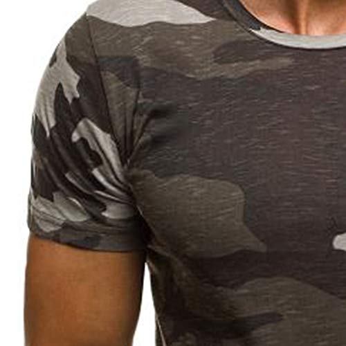 iYBUIA Camouflage T-Shirt for Men Elastic Short Sleeve T-Shirt Tops