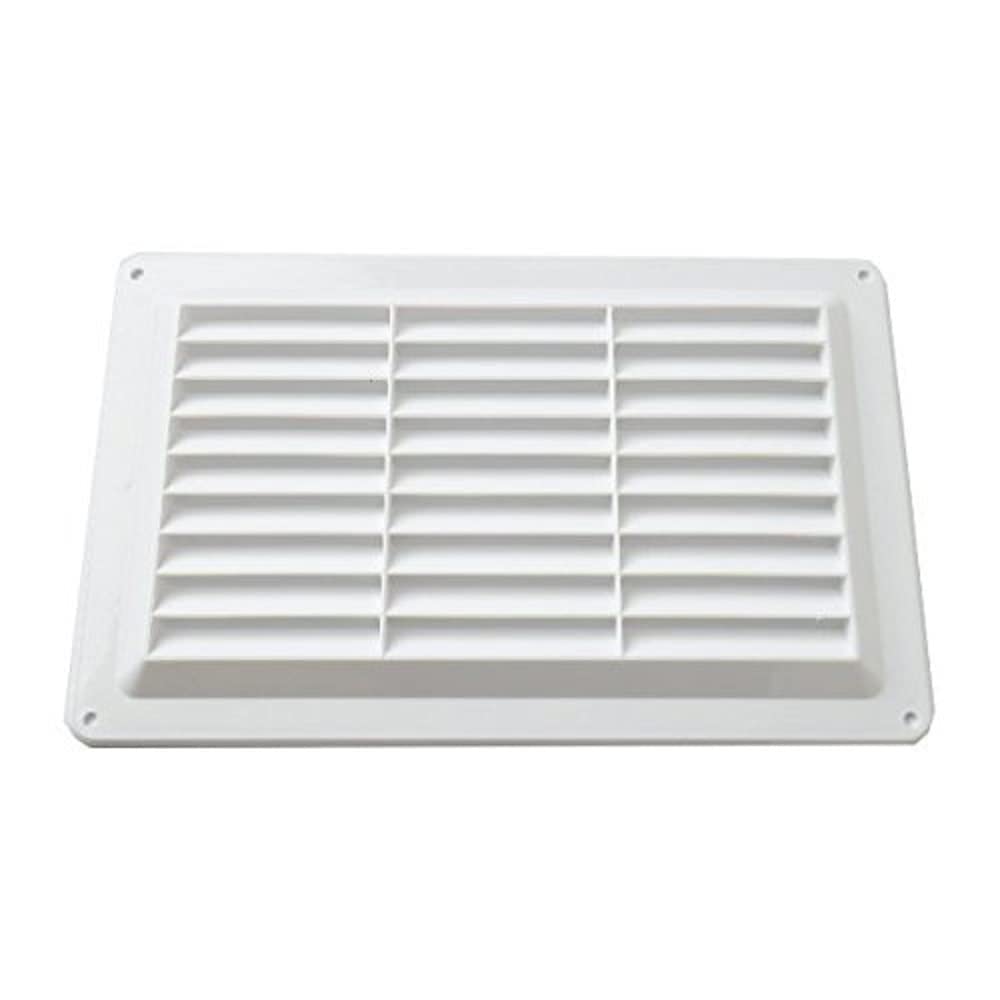Merriway BH03797 9 x 6 inch Fixed Louvre 9 Inch x 6 Inch Louvered Air Grille Aperture 227 x 135mm, White Plastic