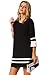 Halife Women's Elegant 3/4 Sleeve Crewneck Contrast Color Straight Shift Dress (XXL, Black)