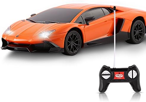 YKS Remote Control Car,1:24 Scale Lamborghini Aventador Model Car,Full Function Radio Controlled,Electric RC Car with Rechargeable Battery (Orange)