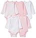 Moon and Back Baby Set of 5 Organic Long-Sleeve Bodysuits, Pink Blush, 3-6 Months