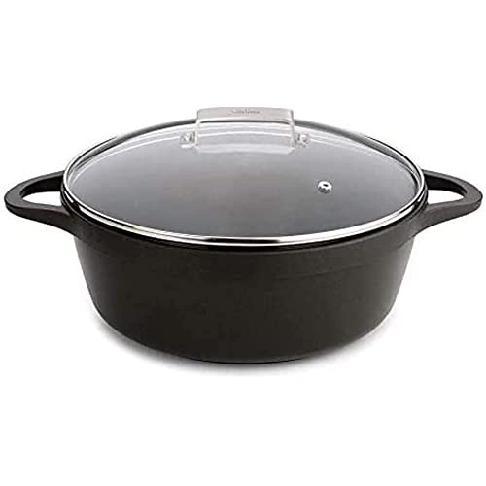 Valira VAB414125 24 cm Black Tall Induction Compatible Casserole Dish With Lid, ø 24cm