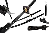 Vulcan Gear Japanese Black Blade Sacred Handmade Sharp Katana Samurai Sword with Wood Sword Stand and Scabbard