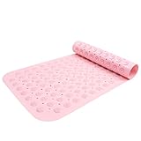 Bath Mat, Bluesim Non Skid Shower Bathtub Mat Non Slip Mildew Resistant with Powerful Suction Cups & Superior Grip,16”32”, Pink