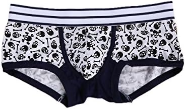 Dou7ble Li Men's Sexy Skull Print Cotton Underwear Briefs Thong Panties