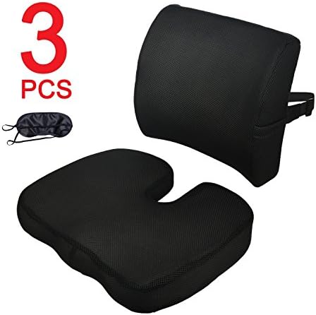 QuaiShy Memory Foam Seat Cushions for Car and Office Chair with Washable Cover (Black)
