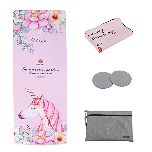 wwww PIDO Travel Yoga Mat Natural Rubber Non Slip Gym Mat with Canvas Bag,72″x26″ Foldable 1/16 Inch Ultra-Thin mat for Yoga Pilates Fitness Exercise (Unicorn)