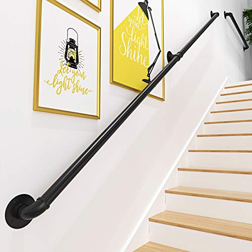 Gorssen Handrail Staircase, Wrought Iron Pipe Design Stairs, Home Security Fence for the Elderly and Children Indoor and Outdoor Stair Railing, 270 cm