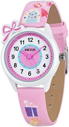 DOVODA Watch for Girls Easy Reader Time Teacher Bows Pink Leather Kids Watches