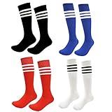 Kids Soccer Socks 4 Pack Boys Girls Cotton Team Socks Teens Children Soccer Socks (Shoe size 1-5 and Ages 8-11, Rainbow1)