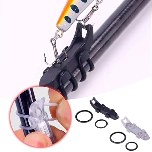 12 Pièces Support De Crochet De Canne À Pêche,Gardien de Crochets de pêche magnétique, Fishing Bait Keeper, Accessoires de pêche avec Caoutchouc O Ring, Tiges Remplacement Accessoire (A)