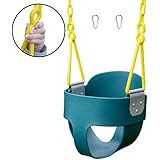 Squirrel Products High Back Full Bucket Toddler Swing with Exclusive Chain & Triangle Dip Pinch Protection Technology - Green