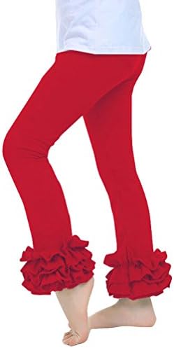UwantC Girl Ruffle Leggings Toddler Kids Cotton Pants Baby Trousers Ages 2-6 Fit Red,5-6 Years