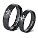 OUXUN Couples Promise Rings for Him Her King Queen Crown Engraved Black Titanium Stainless Steel Wedding Engagement Rings for Couples BF GF