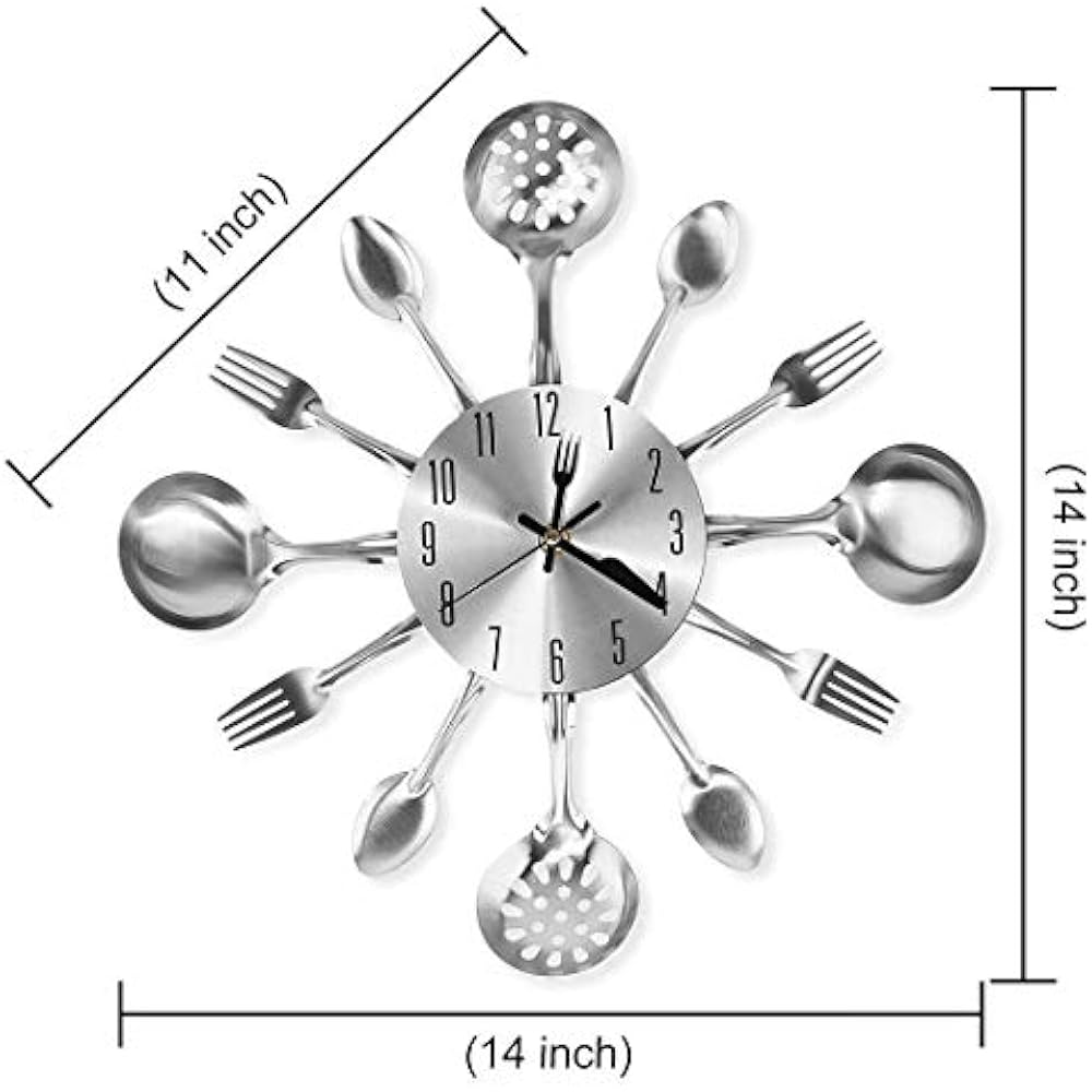 Cigera 14" Kitchen Cutlery Wall Clock With Forks And Spoons For Home