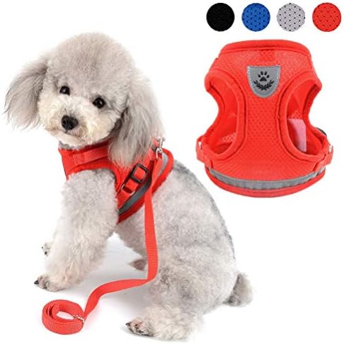Zunea Small Dog Harness Leash Set No Pull Reflective Adjustable Step-in Soft Mesh Padded Puppy Vest Harness Leads, Cat Harness Escape Proof for Walking, for Girl Boy Pet Dogs Kittens
