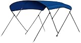 Leader Accessories 3 Bow Pacific Blue 6'L x 46" H x 67"-72" W Bimini Top Boat Cover 4 Straps for Front and Rear Includes Mounting Hardwares with 1 Inch Aluminum Frame